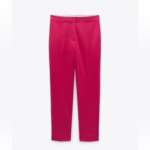 Zara Fuchsia Pink Straight Leg Trousers Work Pants Size 8 NWT